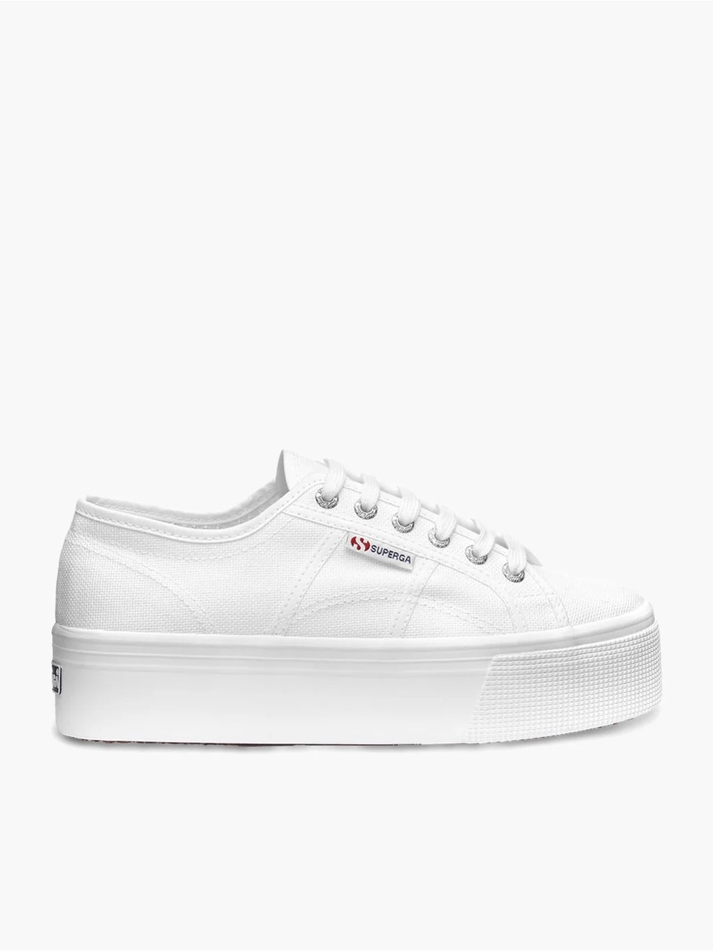 Superga White Canvas Platform Sneakers